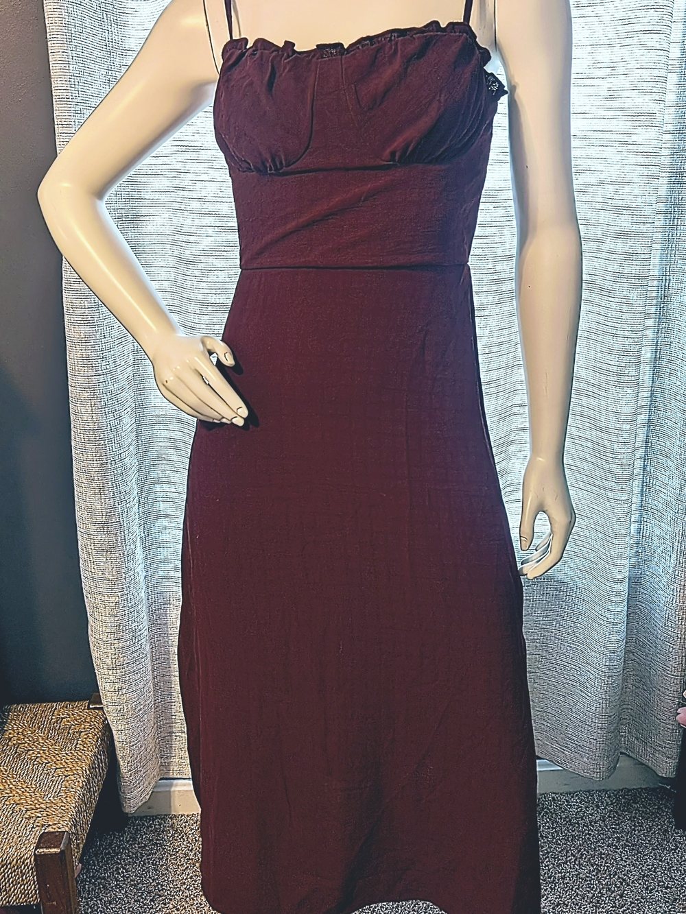 Lily Rose Burgundy Spaghetti-Strap Dress